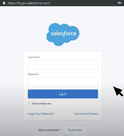 sign-in option of Salesforce